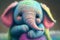 A charming generative ai illustration of a baby elephant, painted in soft and delicate hues