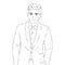 Charming Gentleman in a Neatly Tailored Tuxedo: Line Art Illustration of a Handsome Smiling Man