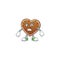 Charming gingerbread love mascot design style waving hand