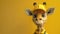 A charming giraffe character in a yellow construction outfit and helmet.