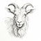 Charming Goat Illustration: Black And White Pencil Drawing