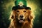 Charming Golden Retriever in Festive Hat Ready for St. Patrick's Day - Generative AI