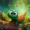 Charming Green Animatronic Caterpillar Cute And Colorful Character Illustration