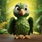 Charming Green Toy Parrot - Unreal Engine 5 Cartoonish Character Design