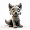 Charming Grey 3d Printed Dog Toy With Cute Wolf Clay Render