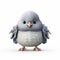 Charming Grey Bird With 3d Eyes On White Background