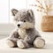 Charming Grey Wolf Stuffed Animal With Sterling Silver Highlights