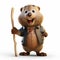 Charming Groundhog Cartoon: Interactive 3d Render In The Style Of Albert Bierstadt