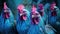 A charming group of chickens with bright blue feathers, taking a selfie. Generative AI