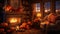 Charming Halloween in Cozy, Candlelit Living Room