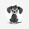 Charming Hand Drawn Cartoon Black Dog Vector Illustration