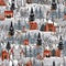 Charming houses of a picturesque winter town. A peaceful Christmas wonderland. AI generative Xmas postcard design.