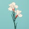 Charming Hyperrealistic Illustration Of A White Flower With Red Petals