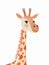 Charming illustrated giraffe with playful expression.