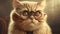 A charming illustration of a cat wearing glasses, with a curious expression on its face, generative ai