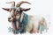 A charming illustration depicting a lively and expressive goat, showcasing its playful nature and endearing features in