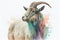 A charming illustration depicting a lively and expressive goat, showcasing its playful nature and endearing features in vibrant