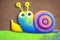 A charming illustration of a kawaii-style snail, featuring adorable and endearing details, showcasing its cute and friendly