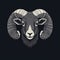 Charming Illustration Of Ram Head: Dark Navy And Light Gray Symmetry