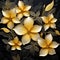 Charming Illustrations Of Large Golden Flowers On Black Background