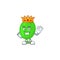 A charming King of cocci cartoon character design with gold crown