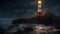 A charming lighthouse photo realistic illustration - Generative AI.