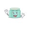 A charming lipbalm mascot design style smiling and waving hand