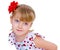 Charming little girl with red rose in hair braided
