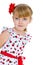 Charming little girl with red rose in hair braided