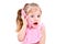 Charming little girl speaks by mobile phone