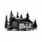 Charming Log Cabin Graphic: Bold Black And White Stencil Design