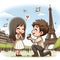 Charming Marriage Proposal at the Eiffel Tower Captured in Animated Illustration