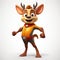 Charming Mexican Folklore-inspired 3d Render Of A Happy Deer Cartoon Character