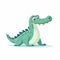 Charming Minimalist Alligator Cartoon Illustration On White Background