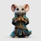 Charming Mouse Statue In Armor - 3d Rendering