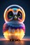 Charming Mythical Owl. Silent, Mysterious and Wise Bird of Prey Holding Lonely Eyes Wide Open, AI Generative Illustration