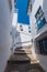 Charming narrow historic streets of white village Frigiliana.