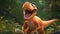 Charming Orange Raptor In Forest: Imax-style Cartoon Rendering