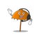 Charming orange umbrella cartoon character design wearing headphone