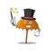 Charming orange umbrella cartoon design performance as a Magician style