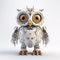 Charming owl robot, robotic bird isolated over gray background. Created with generative Ai