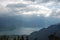 Charming panorama view of lake Thun with mountain and cloudy sky looking from harder kulm