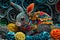 Charming Paper Quilled Baby Rabbit in Colors for Artistic. Generative Ai