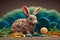 Charming Paper Quilled Baby Rabbit in Colors for Artistic. Generative Ai