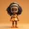 Charming Photorealistic Rendering Of Toy Black Girl In Orange Dress