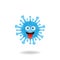 Charming picture of coronavirus bacteria mascot design concept with smile expression. Mascot logo design