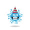 Charming picture of coronavirus bacteria mascot design concept with smile expression. Mascot logo design