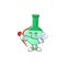 Charming picture of green chemical bottle Cupid mascot design concept with arrow and wings