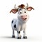 Charming Pixar-style Cow Animation On White Background