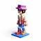 Charming Pixel Boy On Plastic Figure: Vray Isometric Manga Style Art